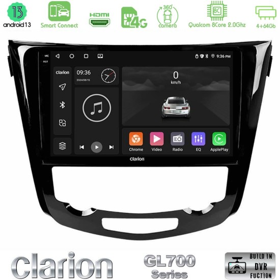 Clarion GL700 Series 8Core Android ClarionOS 4+64GB Nissan Qashqai J11 (AUTO A/C) Navigation Multimedia Tablet 10" Με Carplay & Android Auto