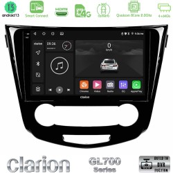 Clarion GL700 Series 8Core Android ClarionOS 4+64GB Nissan Qashqai J11 (Manual A/C) Navigation Multimedia Tablet 10" Με Carplay & Android Auto