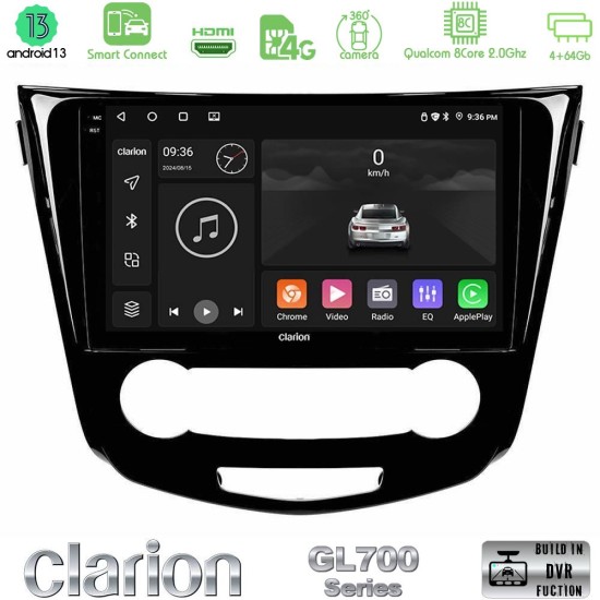 Clarion GL700 Series 8Core Android ClarionOS 4+64GB Nissan Qashqai J11 (Manual A/C) Navigation Multimedia Tablet 10" Με Carplay & Android Auto