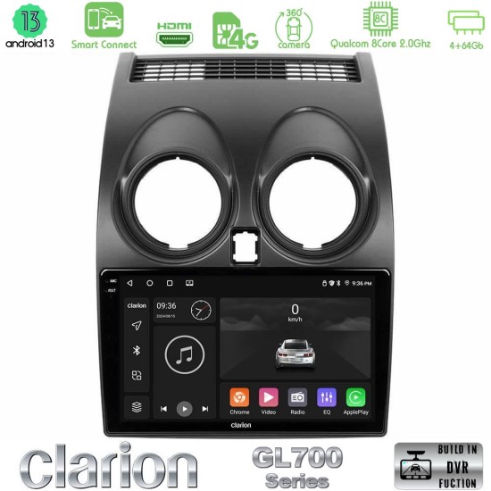 Clarion GL700 Series 8Core Android ClarionOS 4+64GB Nissan Qashqai J10 Navigation Multimedia Tablet 9" Με Carplay & Android Auto Clarion GL700 Series 8Core Android ClarionOS 4+64GB Nissan Qashqai J10 Navigation Multimedia Tablet 9" Με Carplay & Android Auto