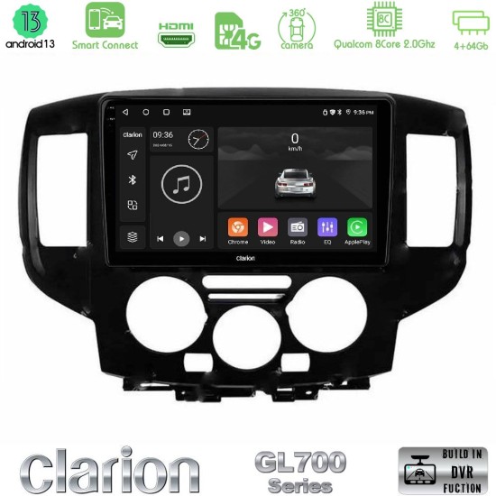 Clarion GL700 Series 8Core Android ClarionOS 4+64GB Nissan NV200 2009 – 2019 Navigation Multimedia Tablet 9" Με Carplay & Android Auto (Μαύρο)