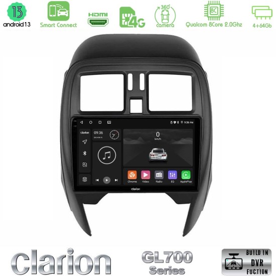 Clarion GL700 Series 8Core Android ClarionOS 4+64GB Nissan Micra 2013-2016 Navigation Multimedia Tablet 9" Με Carplay & Android Auto