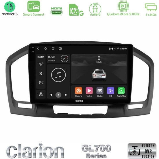 Clarion GL700 Series 8Core Android ClarionOS 4+64GB Opel Insignia 2008-2013 Navigation Multimedia Tablet 9" Με Carplay & Android Auto