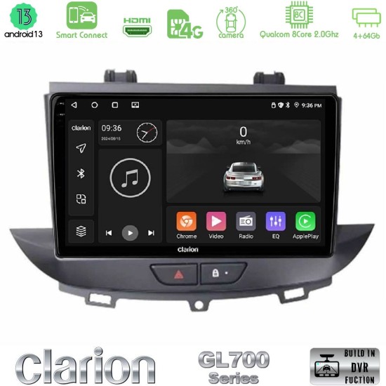 Clarion GL700 Series 8Core Android ClarionOS 4+64GB Opel Grandland/Crossland X Navigation Multimedia Tablet 9" Με Carplay & Android Auto