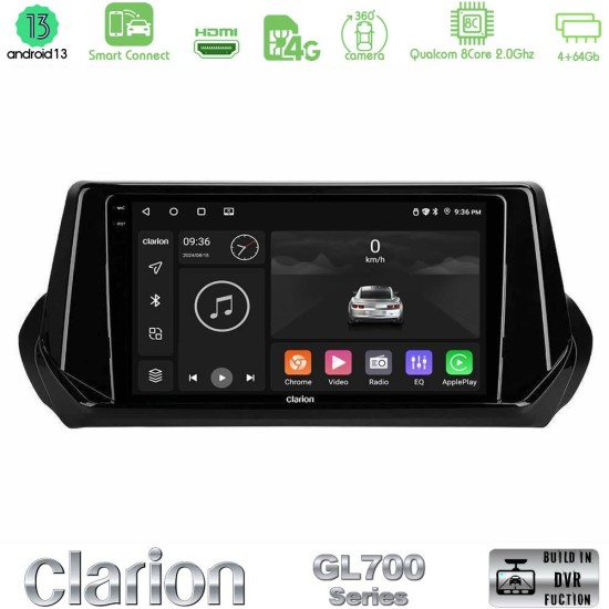 Clarion GL700 Series 8Core Android ClarionOS 4+64GB Peugeot 208/2008 2019-2023 Navigation Multimedia Tablet 9" Με Carplay & Android Auto Clarion GL700 Series 8Core Android ClarionOS 4+64GB Peugeot 208/2008 2019-2023 Navigation Multimedia Tablet 9" Με Carplay & Android Auto