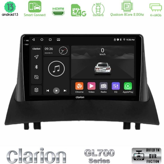 Clarion GL700 Series 8Core Android ClarionOS 4+64GB Renault Megane 2 2002-2008 Navigation Multimedia Tablet 9" Με Carplay & Android Auto