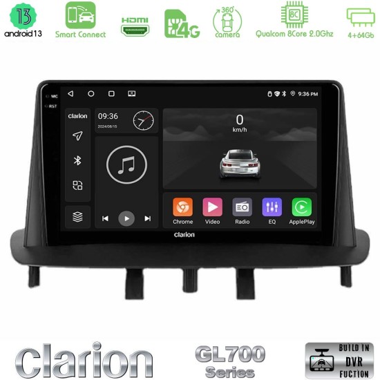Clarion GL700 Series 8Core Android ClarionOS 4+64GB Renault Megane 3 2009-2015 Navigation Multimedia Tablet 9" Με Carplay & Android Auto