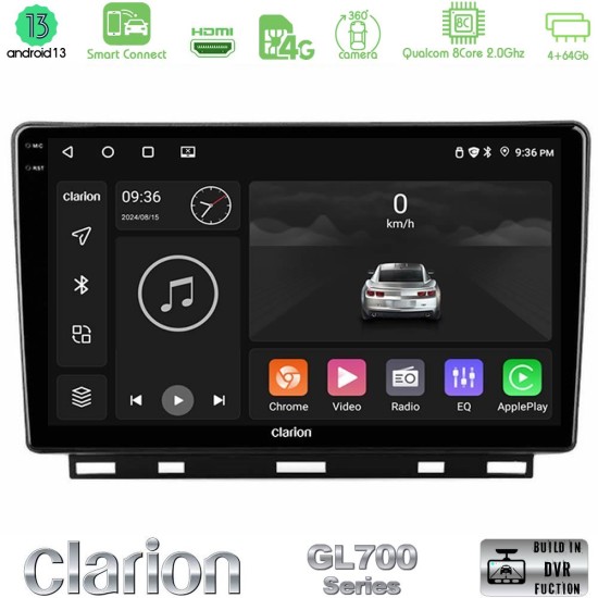 Clarion GL700 Series 8Core Android ClarionOS 4+64GB Renault Clio 5 2020-2025 Navigation Multimedia Tablet 9" Με Carplay & Android Auto