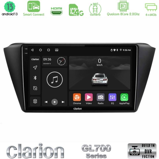 Clarion GL700 Series 8Core Android ClarionOS 4+64GB Skoda Fabia 2015-2021 Navigation Multimedia Tablet 9" Με Carplay & Android Auto