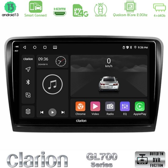 Clarion GL700 Series 8Core Android ClarionOS 4+64GB Skoda Superb 2008-2015 Navigation Multimedia Tablet 10" Με Carplay & Android Auto