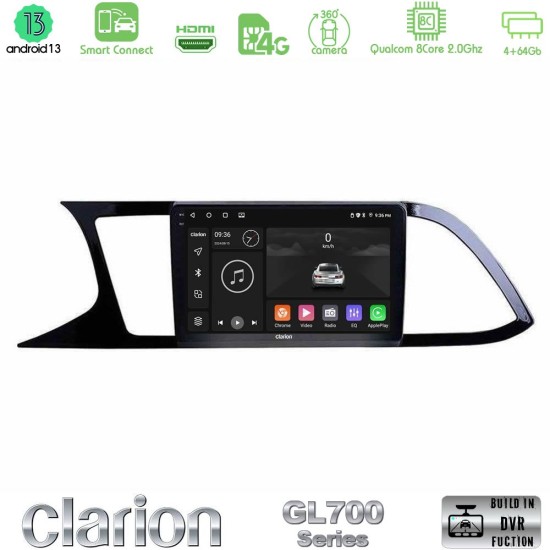 Clarion GL700 Series 8Core Android ClarionOS 4+64GB Seat Leon 2013 – 2019 Navigation Multimedia Tablet 9" Με Carplay & Android Auto
