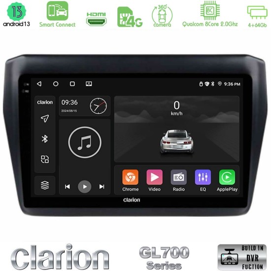 Clarion GL700 Series 8Core Android ClarionOS 4+64GB Suzuki Swift 2017-2023 Navigation Multimedia Tablet 9" Με Carplay & Android Auto
