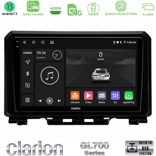 Clarion GL700 Series 8Core Android ClarionOS 4+64GB Suzuki Jimny 2018-2022 Navigation Multimedia Tablet 9" Με Carplay & Android Auto