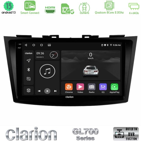 Clarion GL700 Series 8Core Android ClarionOS 4+64GB Suzuki Swift 2011-2016 Navigation Multimedia Tablet 9" Με Carplay & Android Auto