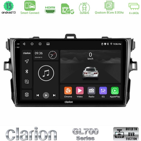 Clarion GL700 Series 8Core Android ClarionOS 4+64GB Toyota Corolla 2007-2012 Navigation Multimedia Tablet 9" Με Carplay & Android Auto