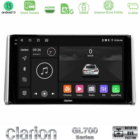 Clarion GL700 Series 8Core Android ClarionOS 4+64GB Toyota RAV4 2019-2023 Navigation Multimedia Tablet 10" Με Carplay & Android Auto