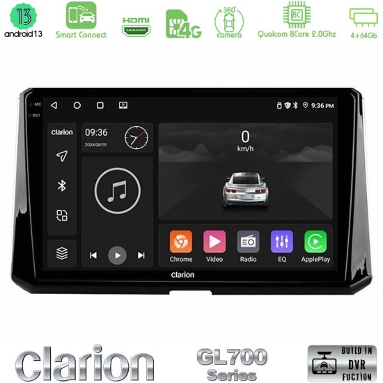 Clarion GL700 Series 8Core Android ClarionOS 4+64GB Toyota Corolla 2019-2022 Navigation Multimedia Tablet 10" Με Carplay & Android Auto