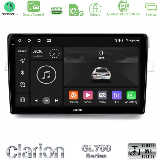Clarion GL700 Series 8Core Android ClarionOS 4+64GB Toyota Verso 2009-2018 Navigation Multimedia Tablet 9" Με Carplay & Android Auto