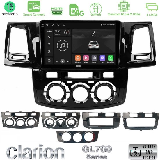 Clarion GL700 Series 8Core Android ClarionOS 4+64GB Toyota Hilux 2007-2016 Navigation Multimedia Tablet 9" Με Carplay & Android Auto