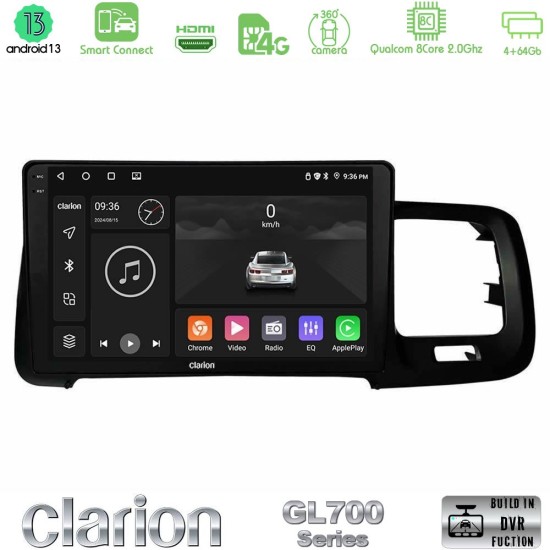Clarion GL700 Series 8Core Android ClarionOS 4+64GB Volvo S60 2010-2018 Navigation Multimedia Tablet 9" Με Carplay & Android Auto