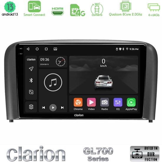 Clarion GL700 Series 8Core Android ClarionOS 4+64GB Volvo S80 1998-2006 Navigation Multimedia Tablet 9" Με Carplay & Android Auto