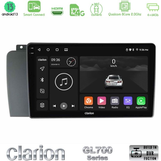 Clarion GL700 Series 8Core Android ClarionOS 4+64GB Volvo S60 2004-2009 Navigation Multimedia Tablet 9" Με Carplay & Android Auto