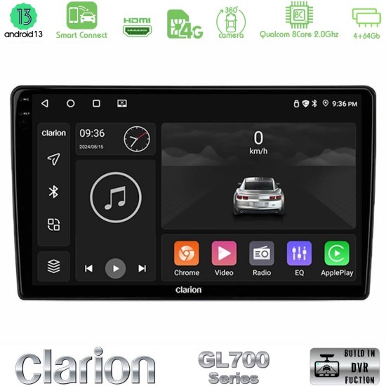 Clarion GL700 Series 8Core Android ClarionOS 4+64GB VW Touran 2011-2015 Navigation Multimedia Tablet 10" Με Carplay & Android Auto