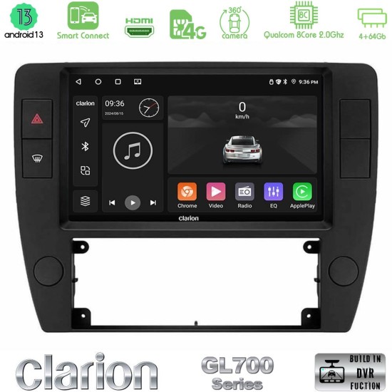 Clarion GL700 Series 8Core Android ClarionOS 4+64GB VW Passat B5 2001-2005 Navigation Multimedia Tablet 9" Με Carplay & Android Auto