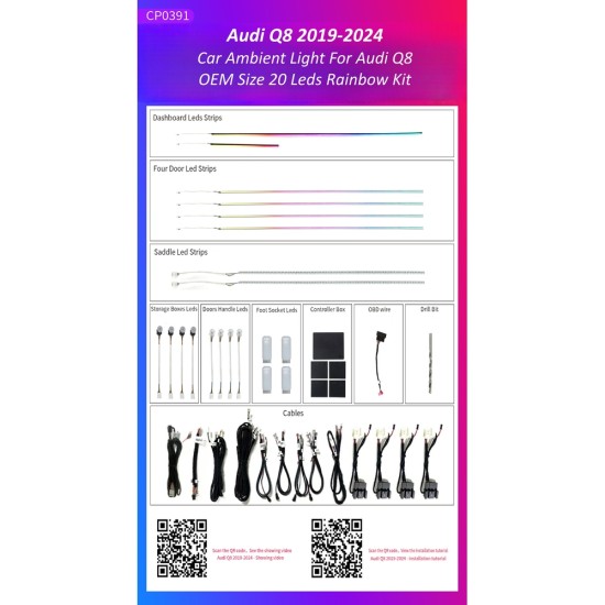 Ατμοσφαιρικός Φωτισμός Audi Q8 2019-2024 OEM Ambient Light Kit