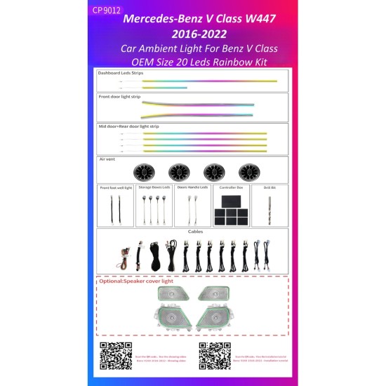 Ατμοσφαιρικός Φωτισμός Mercedes Benz V Class (W447) 2016-2022 OEM Ambient Light Kit 1:1