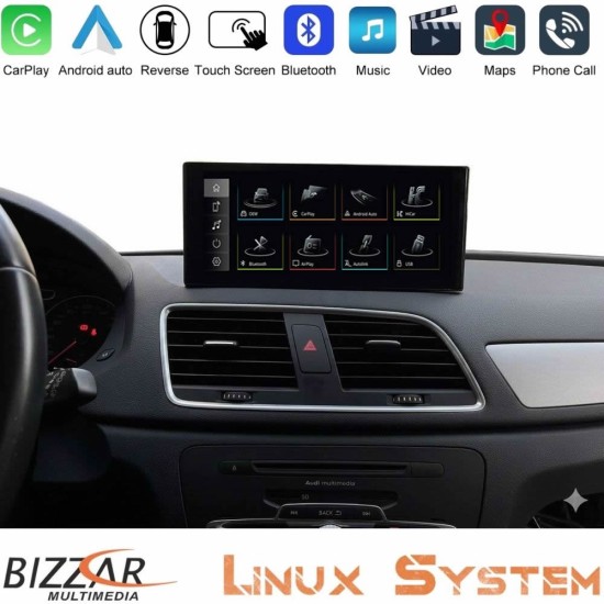 Bizzar Audi Q3 (8U) 2011-2018 Linux Apple CarPlay | Android Auto screen 10.25" HD