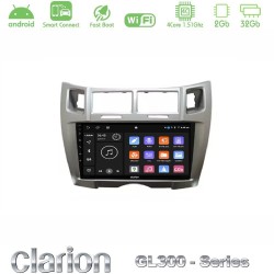 Clarion GL300 Series 4Core Android ClarionOS 2+32GB Toyota Yaris Navigation Multimedia Tablet 9" (Ασημί Χρώμα) Με Carplay & Android Auto