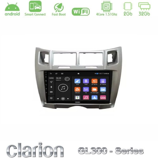 Clarion GL300 Series 4Core Android ClarionOS 2+32GB Toyota Yaris Navigation Multimedia Tablet 9" (Ασημί Χρώμα) Με Carplay & Android Auto