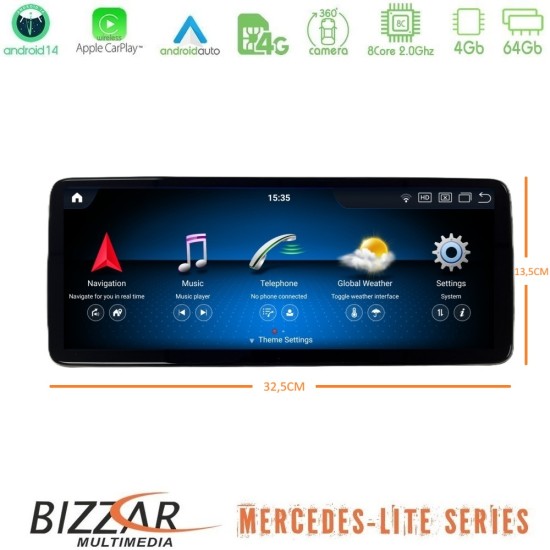 Bizzar Lite Series Mercedes A/CLA/GLA/G Class NTG5 Android14 8Core (4+64GB) Navigation Multimedia 12,8"