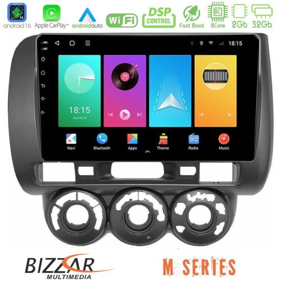 Bizzar M Series 8Core Android16 2+32GB  Honda Jazz 2002-2008 (Manual A/C) Navigation Multimedia Tablet 9"