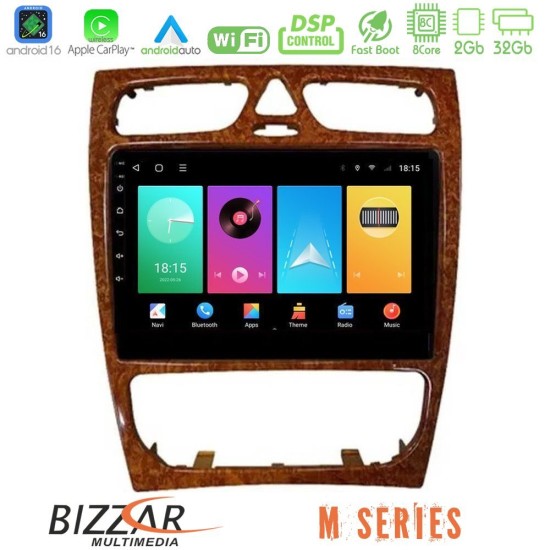 Bizzar M Series 8Core Android16 2+32GB  Mercedes C Class (W203) Navigation Multimedia Tablet 9" (Wooden Style)