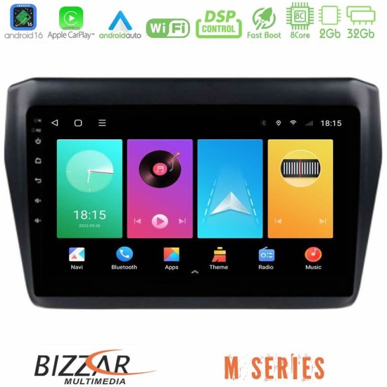 Bizzar M Series 8Core Android16 2+32GB  Suzuki Swift 2017-2023 Navigation Multimedia Tablet 9"