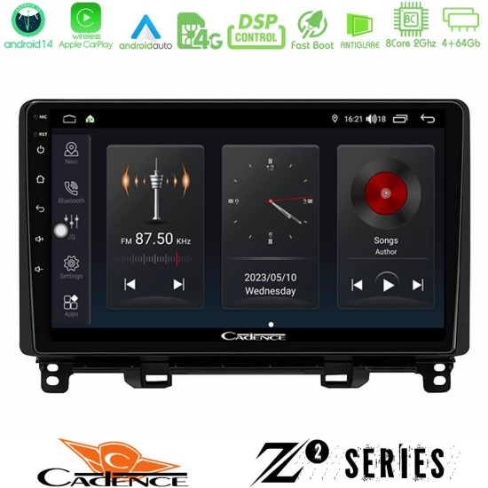 Cadence Z2 Series 8Core Android14 4+64GB  Honda Jazz RHD 2021-2025 Navigation Multimedia Tablet 10" Με Carplay & Android Auto
