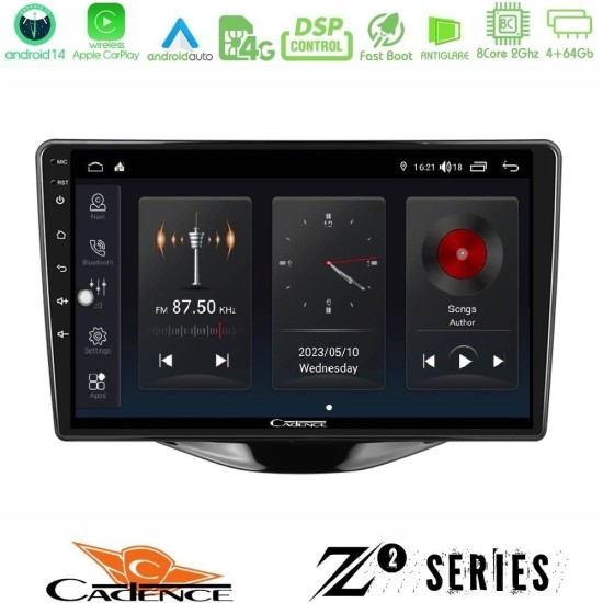 Cadence Z2 Series 8Core Android14 4+64GB Toyota Aygo | Citroen C1 | Peugeot 108 Navigation Multimedia Tablet 9" Με Carplay & Android Auto Cadence Z2 Series 8Core Android14 4+64GB Toyota Aygo | Citroen C1 | Peugeot 108 Navigation Multimedia Tablet 9" Με Carplay & Android Auto