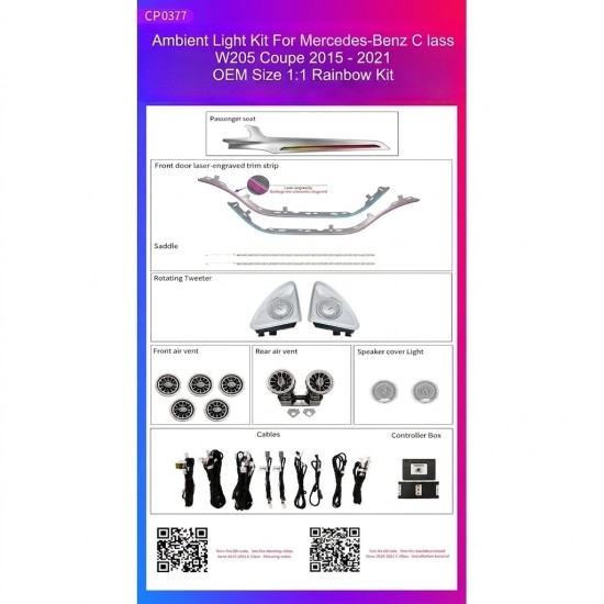 Ατμοσφαιρικός Φωτισμός Mercedes C Class Coupe W205 2015-2021 Ambient Light Kit 1:1 Ατμοσφαιρικός Φωτισμός Mercedes C Class Coupe W205 2015-2021 Ambient Light Kit 1:1