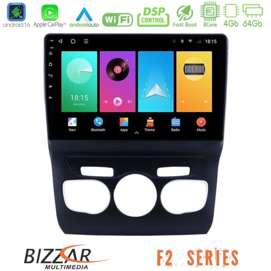 Bizzar F2 Series 8Core Android16 4+64GB  Citroen C4L Navigation Multimedia Tablet 10"