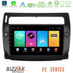 Bizzar F2 Series 8Core Android16 4+64GB  Citroen C4 2004-2010 Navigation Multimedia Tablet 9" (μαύρο χρώμα)