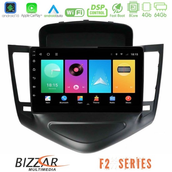Bizzar F2 Series 8Core Android16 4+64GB     Chevrolet Cruze 2009-2012 Navigation Multimedia Tablet 9"    (Μαύρο)