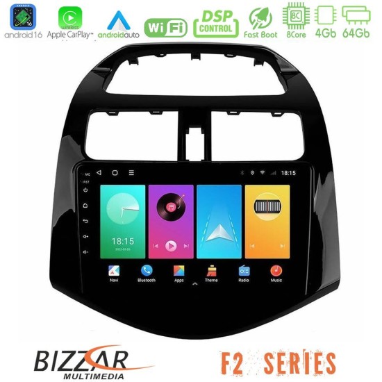 Bizzar F2 Series 8Core Android16 4+64GB  Chevrolet Spark 2009-2015 Navigation Multimedia Tablet 9"