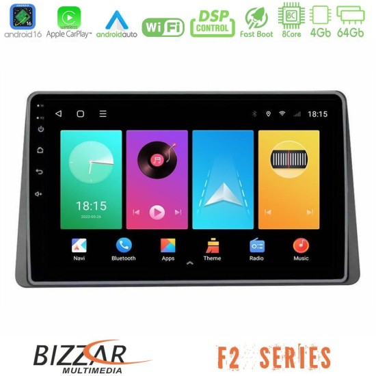 Bizzar F2 Series 8Core Android16 4+64GB  Dacia Duster 2023-2024 Navigation Multimedia Tablet 10"