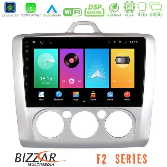 Bizzar F2 Series 8Core Android16 4+64GB  Ford Focus Manual AC Navigation Multimedia Tablet 9"
