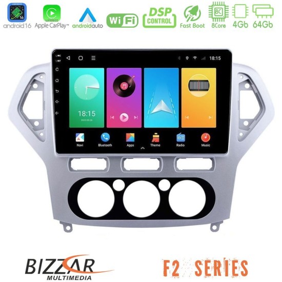 Bizzar F2 Series 8Core Android16 4+64GB  Ford Mondeo 2007-2010 Manual A/C Navigation Multimedia Tablet 10"