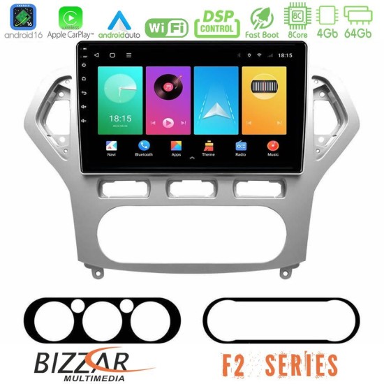 Bizzar F2 Series 8Core Android16 4+64GB  Ford Mondeo 2007-2010 AUTO A/C Navigation Multimedia Tablet 10"