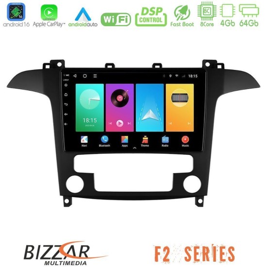Bizzar F2 Series 8Core Android16 4+64GB  Ford S-Max 2006-2012 Navigation Multimedia Tablet 9"