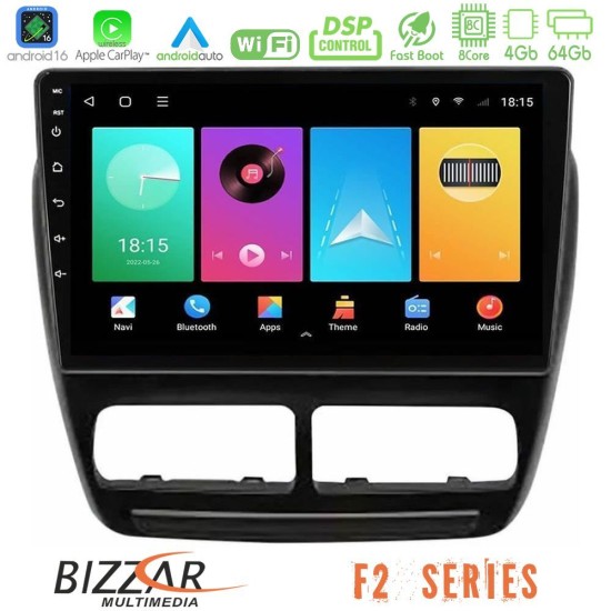 Bizzar F2 Series 8Core Android16 4+64GB  Fiat Doblo / Opel Combo 2010-2014 Navigation Multimedia Tablet 9"